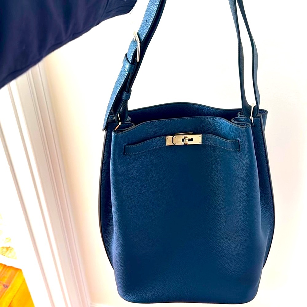Hermès Blue De Prusse So Kelly Togo 26 Palladium Hardware